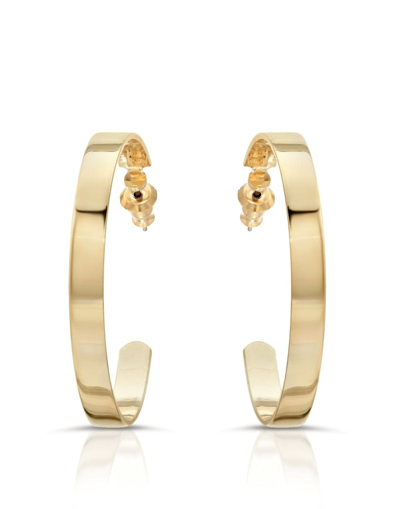 Front of a size one-size-fits-all 1.5" Isla Hoops Gold in Gold by Eklexic. | dia_product_style_image_id:282947